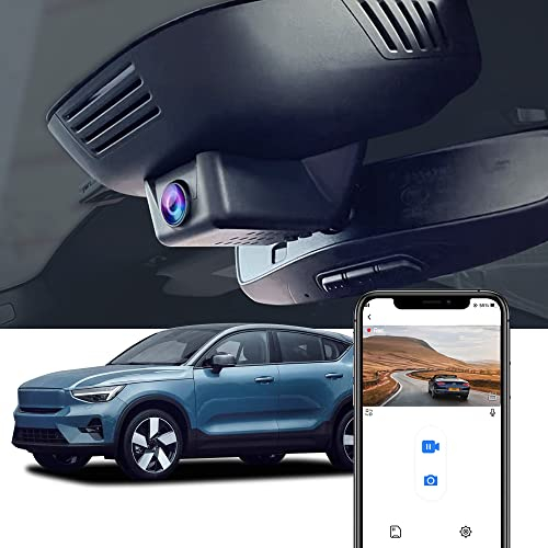 Fitcamx Dashcam 4k Kompatibel mit Volvo C40 EC40 Recharge Ultimate 2022 2023 2024 2025, OEM Auto Kamera WiFi UHD 2160P Video, G-Sensor, Loop-Aufnahm, WDR Dashcam mit akku, Plug & Play, mit 64 GB Karte