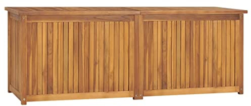 KOIECETA Teak Massiv Gartenbox Aufbewahrungsbox Auflagenbox Kissenbox Gartentruhe Auflagentruhe Truhe Holztruhe Truhenbank Bank (150 x 50 x 53 cm)