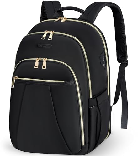 IGOLUMON Laptop Backpack for Women 15.6 Inch Womens Backpack With USB Port Lightweight Waterproof Computer Laptop Bag Daypacks for Work Business Travel School College,Black
