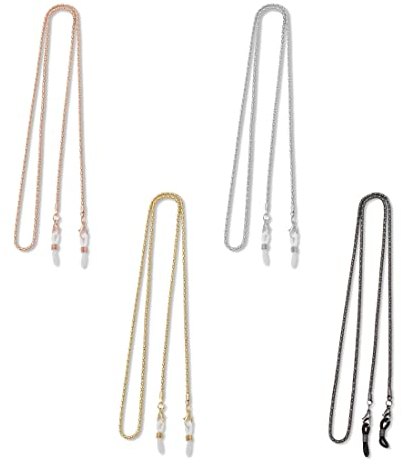 4er-Pack Brillenketten, Metall-BrillenbäNder, Rutschfeste Brillenketten, Bunte BrillenbäNder, Brillengestelle, Maskenketten FüR Damen Und Herren, Geeignet FüR Sonnenbrillen, Lesebrillen