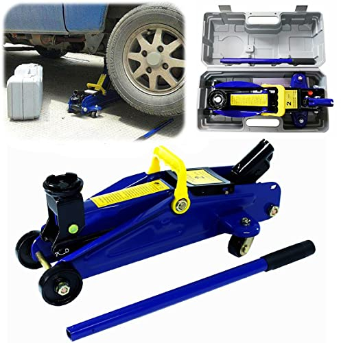 2 Ton Hydraulic Trolley Floor Jack Heavy Duty Steel Profile Quick Lift Jack with Handle and Storage Case, 5.31-12.6 inch Adjustable Height for Lifting Van TUV VAN