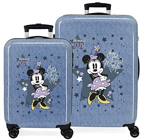 Set di valigie Disney Minnie Style blu 55/68 cm ABS rigido con combinazione laterale 104L 6 kg 4 doppie ruote bagaglio a mano
