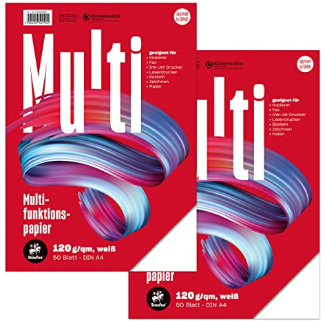 Staufen Style Multifunktions Papier, DIN A4, 120 g/m², Farbe weiß - 2 Pack mit je 50 Blatt