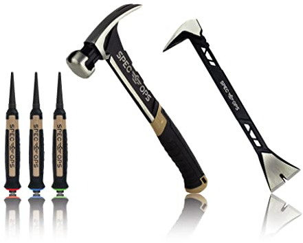 Spec Ops Tools 3-teiliges Werkzeugset, inkl. 590 g Nagelhammer, 27,9 cm Formhebelstange, 3-teiliges Nagelset, 3% an Veteranen gespendet