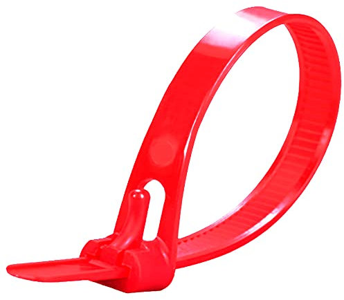 Oksdown Paquete de 100 bridas gruesas de color rojo, resistentes, grandes, 500 mm x 7,6 mm, plástico de nailon fuerte, autobloqueo, 50,8 cm, extra largas, color rojo