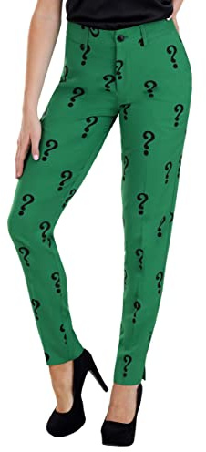 Fun Costumes Women's Riddler Slim Fit Pants Size 14 Green