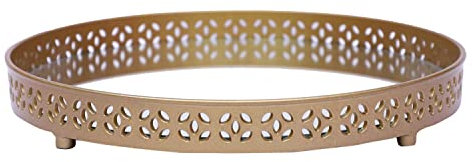 1 x Mirror Tray Gold Decorative Mirrored Glass Tray Perfume Vanity Dresser Tray Make up Jewelry Tray Cosmetics Organiser Candle Tealight Plate Display Tray Drinks Tray For Home Decor Bedroom