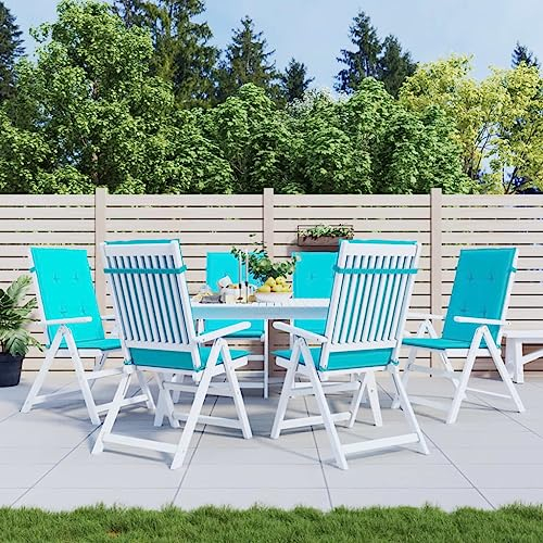CIADAZ Hochlehner-Auflagen 6 STK. Türkis Stoff, Sitzauflagen Gartenmöbel, Auflagen Für Gartenmöbel, Gartenstuhlauflagen Hochlehner, Polsterauflagen Für Gartenmöbel