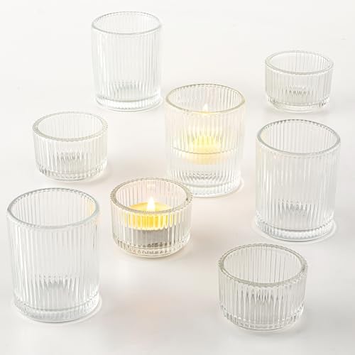 Romadedi Teelichthalter Glas Teelichtgläser Votivkerzenhalter:Klar Kerzengläser für Teelichter Votivkerzen Schwimmkerzen Kerzenständer Kerzenhalter 24er Set Hochzeit Party Weihnachten Tischdeko
