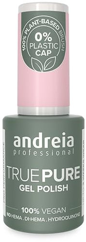 Andreia Professional Hema Free Gel Polish - TRUE PURE 21 Free and 100% Vegan for Sensitive Nails - Semi-Permanent UV LED Soak Off Gel Nail Varnish - Colour T06 Milky Pink 10.5ml