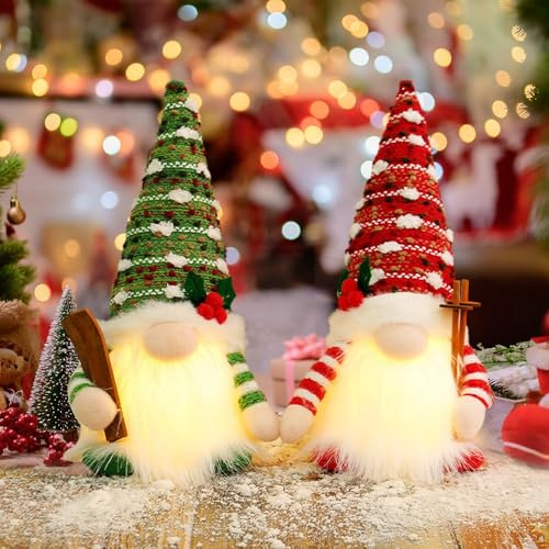 ACAREY Weihnachtsdeko Wichtel 2 Stück Weihnacht deko Weihnachtswichtel Klein LED, Schwedischen Weihnachtsmann, Weihnachtsdeko Amerikanisch Wichtel Set Geschenke für Kinder Familie Weihnachten Freunde