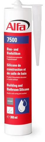 7500 ALFA - Silicone de montage, 1 pièce, 300 ml, anthracite, mastic pour raccords, salle de bain, silicone sanitaire