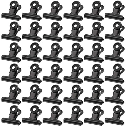 Lot de 50 trombones métal Petits bouledogues 30 mm Multi-fonctions Noir Pour photos, bureau, cuisine