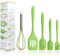 Silicone Cooking Küchenutensilien-Set - Spachtelbürsten Backwaren Ölbürste Schneebesen Schlitzwender - Küchenutensilien Antihaft & Hitzebeständig zum Kochen Grün