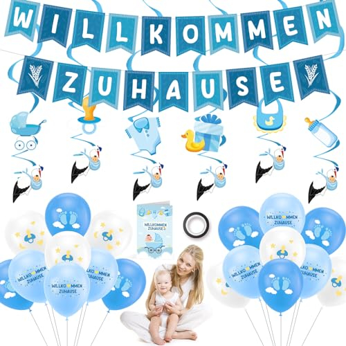 32-teiliges Willkommen Zuhause Baby Willkommen Zuhause Girlande Storch Geburt Herzlich Willkommen Girlande Willkommen Zuhause Banner Baby- & Kleinkinderzimmer Home Deko Wilkommensdeko