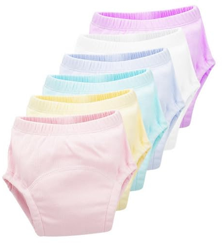 AOOPOO 6er Pack Töpfchen Trainingshose Baby Kleinkind Töpfchentraining Unterhosen Atmungsaktives Masche Baumwolle Windelhosen Toilettentraining Unterwäsche für Baby Mädchen Jungen 0-3 Jahre