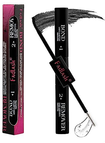 FADLASH Colle pour cils et dissolvant de cils 2 en 10 ml, colle pour cils et dissolvant pour cils en grappe, colle apaisante non irritante, tenue super forte 48 heures