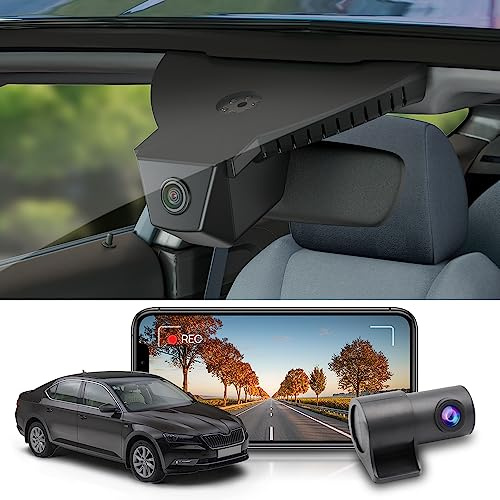 Fitcamx Dashcam Auto Vorne Hinten 2160P+1080P Geeignet für SKODA Kodiaq Octavia Scala Kamiq Karoq Codek Enyaq Fabia Superb (HD2-8633), OEM Dashcam 4K UHD WiFi, Loop-Aufnahme, G-Sensor, WDR,128GB Karte