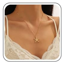 Inilbran Boho Starfish Necklace Choker Vintage Starfish Choker Necklace Ocean Sea Star Pendant Necklaces Summer Beach Starfish Necklace Chain Jewelry for Women and Girls(Gold)