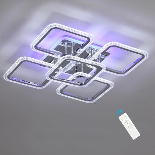 LuFun led deckenleuchte,80W quadratisch deckenleuchte, deckenlampe dimmbar für schlafzimmer,led deckenleuchte mit fernbedienung für kochnische,deckenlampe modern für wohnzimmer schlafzimmer,3000-6000k