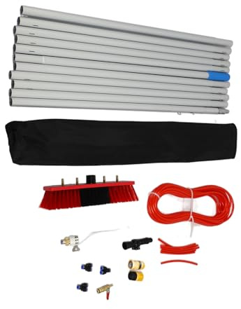 Kit de Brosse de Nettoyage de Panneaux Solaires, Kit de Poteaux Télescopiques Alimentés en Eau, Spray de Nettoyage de Panneaux Solaires, Kit de Poteaux de Brosse de Nettoyage de