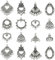Ornazy 60pcs 10 Styles Assorted Chandelier Connector Charms - Antique Silver Heart Rhombus Fan & Vintage Dangle Earrings Charms for Jewellery Making