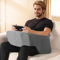 Reading Pillow for Gaming, Enlarge Arm Rest Pillow with Laptop Stand&Pocket for Adult, 100% Memory Foam Bed Rest Pillow for Gaming, Reading, Working, Laptop Desk Pillow for Couch Bed Floor, Dark Grey