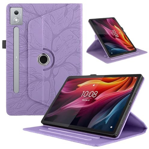 Coque pour Lenovo Idea Tab Pro 12.7 Pouces 2025 / Lenovo Tab P12 Pro (2. Generation) 2025 Etui Premium Cuir PU Rotatif à 360 Antichoc Degrés Flip Case Cover Fonction Support Housse - Violet