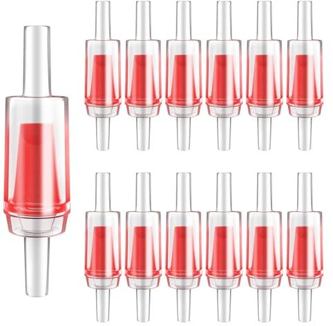 12PCS Check Valve Aquarium, One Way Air Pump Valves Non-Return Aquarium Check Valve for 4mm/0.15 Airline Tubing, Aquarium Air Valve Fish Airline Tubing Accessories Pipe Fitting (Red)