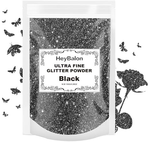 HeyBalon Premium Glitter Shaker, 150g/5.29oz Pink Extra Fine Glitter, Metallic Powder for for Resin & Epoxy Crafts | Craft Supplies for Tumblers, Festival, Hair, Face, Body, 0.2MM (Black)