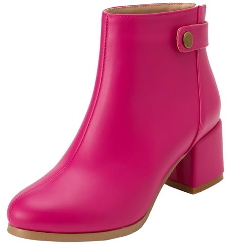 CuteFlats Botines Mujer con Tacón Cuadrado, Fucsia Pu, 42 EU