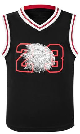 Cnins Sport-Fan-Trikot für Kinder, Basketball-Trikot für Jungen und Mädchen, Schwarz-23, 7-8 Jahre