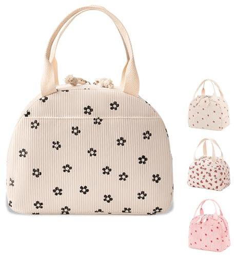 Binoster Lonchera térmica para mujer, lonchera térmica para adultos y niños, bonita bolsa de almuerzo para niñas, para el trabajo, escuela, picnic, viajes, playa (fresa beige)