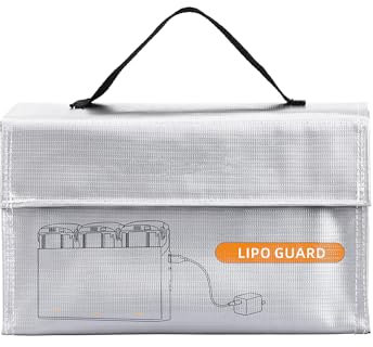 CERFFOOL Universal Lipo Battery Safety Bag for DJI Mini 5 Pro/Neo/Avata 2/Mini 4K /4 Pro/3 Pro High Resistance Fireproof Explosion Proof Portable Storage Bag for Drone Accessories（for 3 Batteries