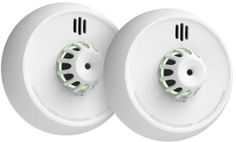 X-Sense funkvernetzter Hitzemelder mit versiegelter 10-Jahres-Batterie und einfacher Installation, Wärmemelder kompatibel mit Basisstation, XH02-M, 2-Pack