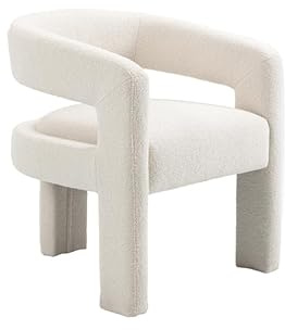 MY Furniture Santini Dining carver Chair – Ivory off-white Borg boucle teddy fabric 3 leg chair organic japandi organic design - deep comfortable seating