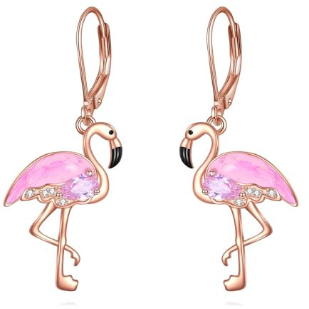 Flamingo-Ohrringe Sterlingsilber Rosa Flamingo-Ohrringe Mit Klapphebel Tierschmuck Geschenke Für Frauen