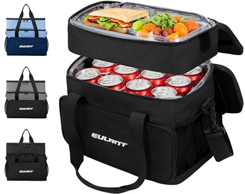EULANT 2 en 1 Juego de Bolsas Térmicas con Cremallera Impermeable,Bolsa de Almuerzo Grande 16L + Lonchera Isotérmica Pequeña 5L,Neveras Pequeñas Portatiles para Camping Picnic Playa Trabajo Coche