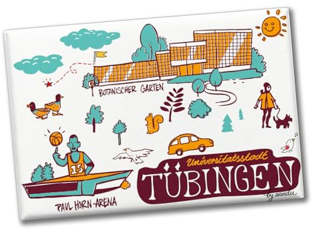 Tübingen Wimmelgrafik Souvenier Souvenir Magnet Botanischer Garten Lustiger Souvenir Magnet für Deko-Fans