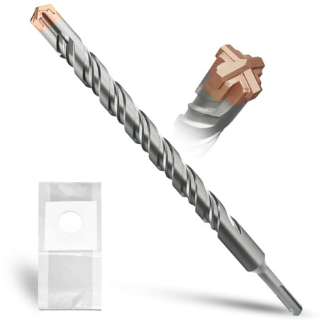 METOTY SDS Plus Hammer Drill Bit 20mm×350mm, with 4 Carbide Cutting Edges, Head with Coating, Masonry Drill, Hammer Drill, Concrete Drill, for Stone, Concrete, Natural Stone, Brick Wall
