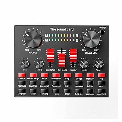 KHYTEBV Carte Son Professionnelle Bluetooth pour Diffusion en Direct, Interface Audio USB, mixeur, DJ, Enregistrement, Microphone, Guitare