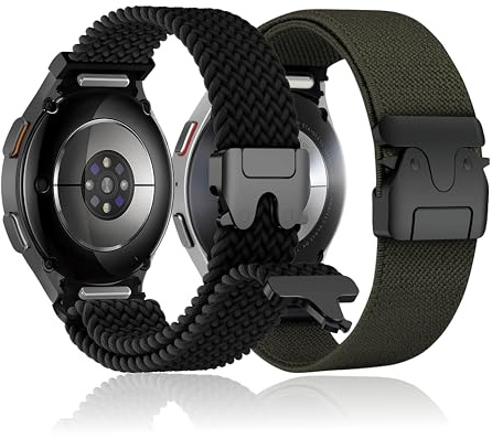 2 Pcs Ein Klick Nylon Armbänder für Samsung Galaxy Watch 7 6 5 4 FE Band 40 44 mm Herren/Damen,Fallschirmschnalle Strap Sport Armband für Galaxy Watch 6&4 Classic 47 43 46 42 mm/5 Pro 45 mm