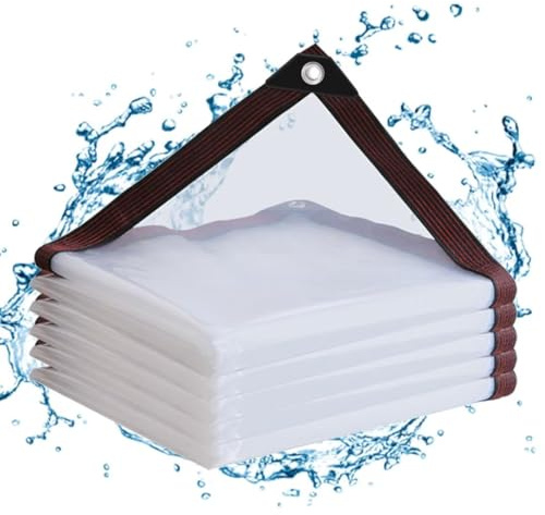 Telone di copertura impermeabile con occhielli,2.5x3m,in PVC trasparente,per balconi, antivento,sabbiera,esterno per mobili da giardino,telo trasparente per gabbia di conigli/giardino d'inverno