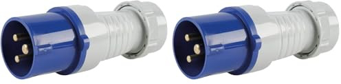 OROK - Fiche mâle CEE, Prise pour Camping Car 220V 16A - 1 pièce - Adaptateur 220V pour Camping - IP44 - Socle Type : P17 avec Capot - Câbles à connecter : 3 x 1.5mm² ou 3 x 2.5mm² (Lot de 2)