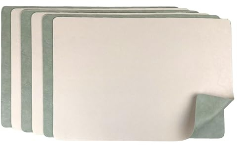 G.schmückt Platzset Kunstleder 6er Set, Wendbares Tischset abwaschbar, Tischunterlage Esstisch 45x30cm, Platzdeckchen PU Modern (Salbei/Beige)