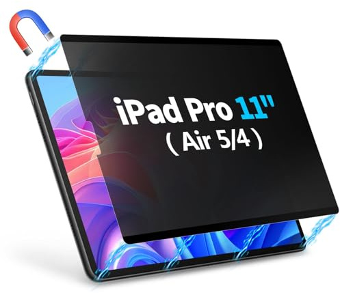 GUDTEKE Privacy Screen Protector for iPad Air 5/4 10.9-Inch (2022/2020, 5th/4th Generation) and iPad Pro 11-Inch (1st/2nd/3rd/4th Gen, 2018-2022) Anti-Spy Filter Easy Installation Bubble Free