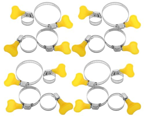 Hoement 16pcs Stainless Steel Hose Clamps Adjustable Thumb Screw Clamp for Plumbing Automotive Garden Washer Drain Hose Repair