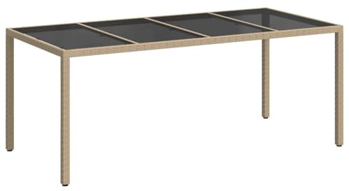 HETFTJN Gartentisch Beige 190x90x75cm Poly-Rattan wetterfest & modernes Design mit Stahlrahmen für Terrasse Balkon Garten Outdoor-Essbereich