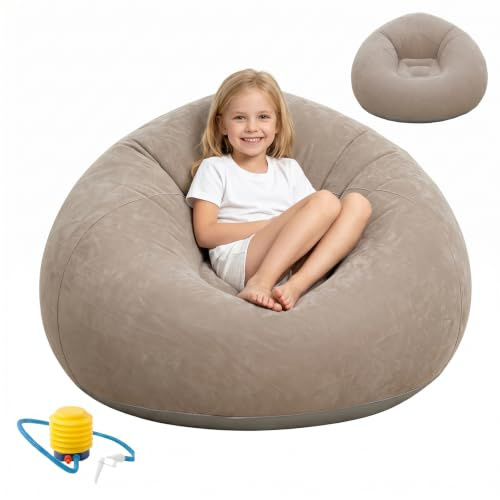 ALKNOT Tragbares & Wasserdichtes Luftsofa für Outdoor, Aufblasbarer Sessel Sitzsack, Camping, Strand, Pool und Reisen | Aufpumpen, Tragbar, Bequem (Grau)