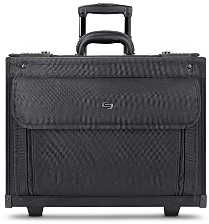 Solo Classic Rolling Hartschalenkoffer mit Zwei Zahlenschlössern, Schwarz, schwarz, 12.8 x 18 x 7, Laptoptaschen für Herren